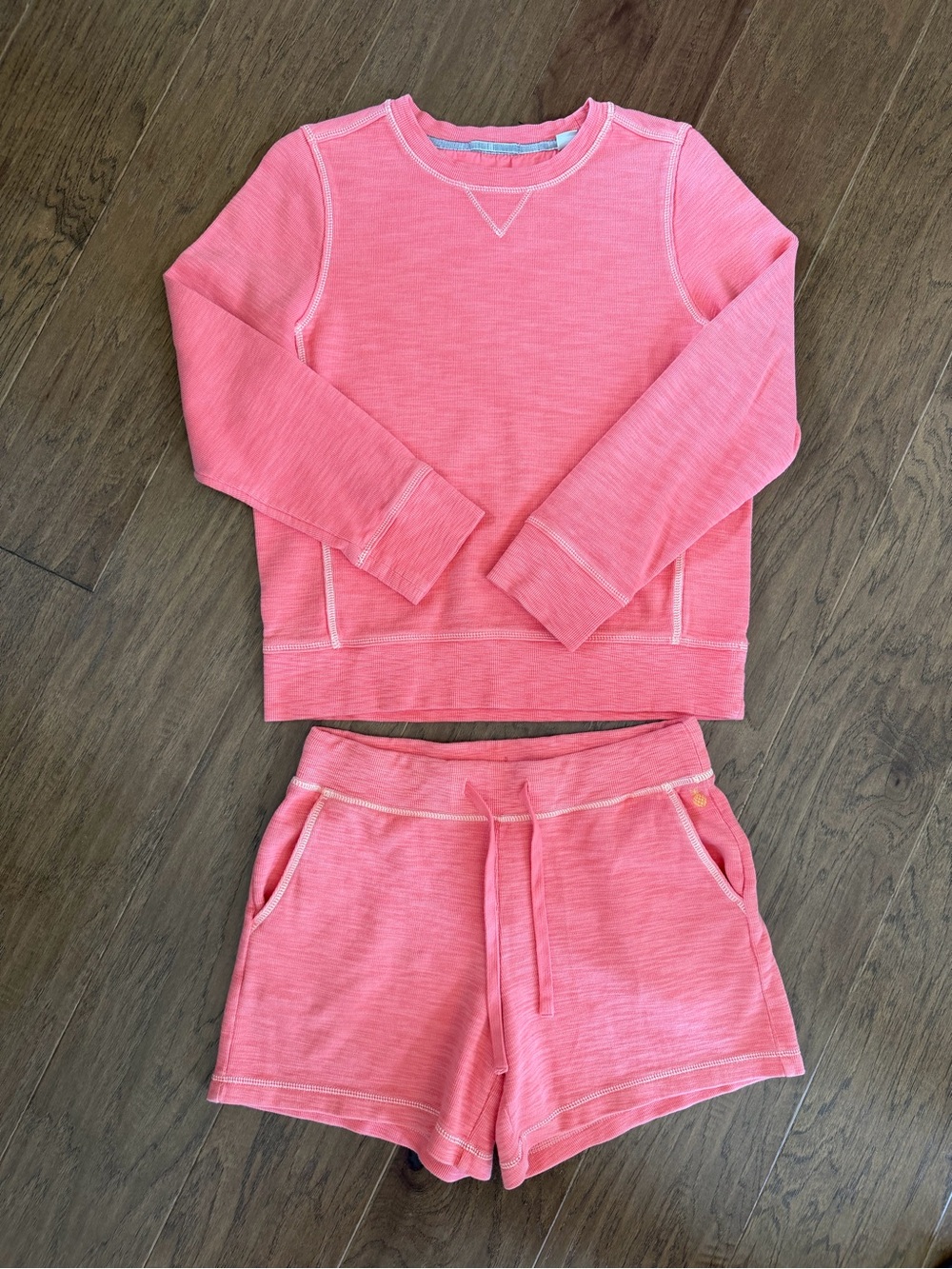 Tommy Bahama Tobago Bay Coral Heathered Crewneck Short Set Pima‎ Women's S/M